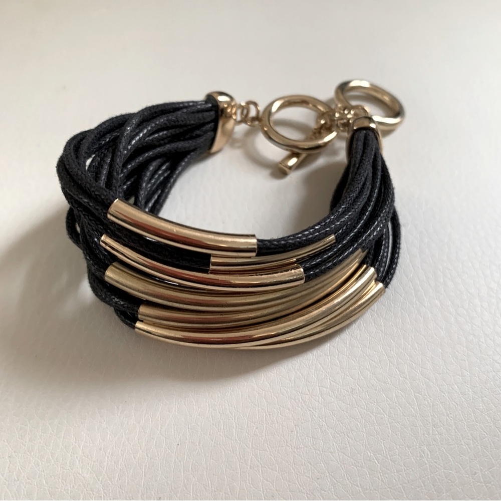 [5x$25] ⭐️ Black and Gold Corded Bracelet Fashion Jewelry by Time and Tru